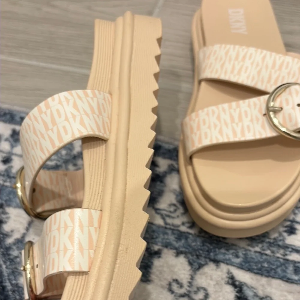 Girls' DKNY Girls Lucile Two Strap Sandals Gold Buckles